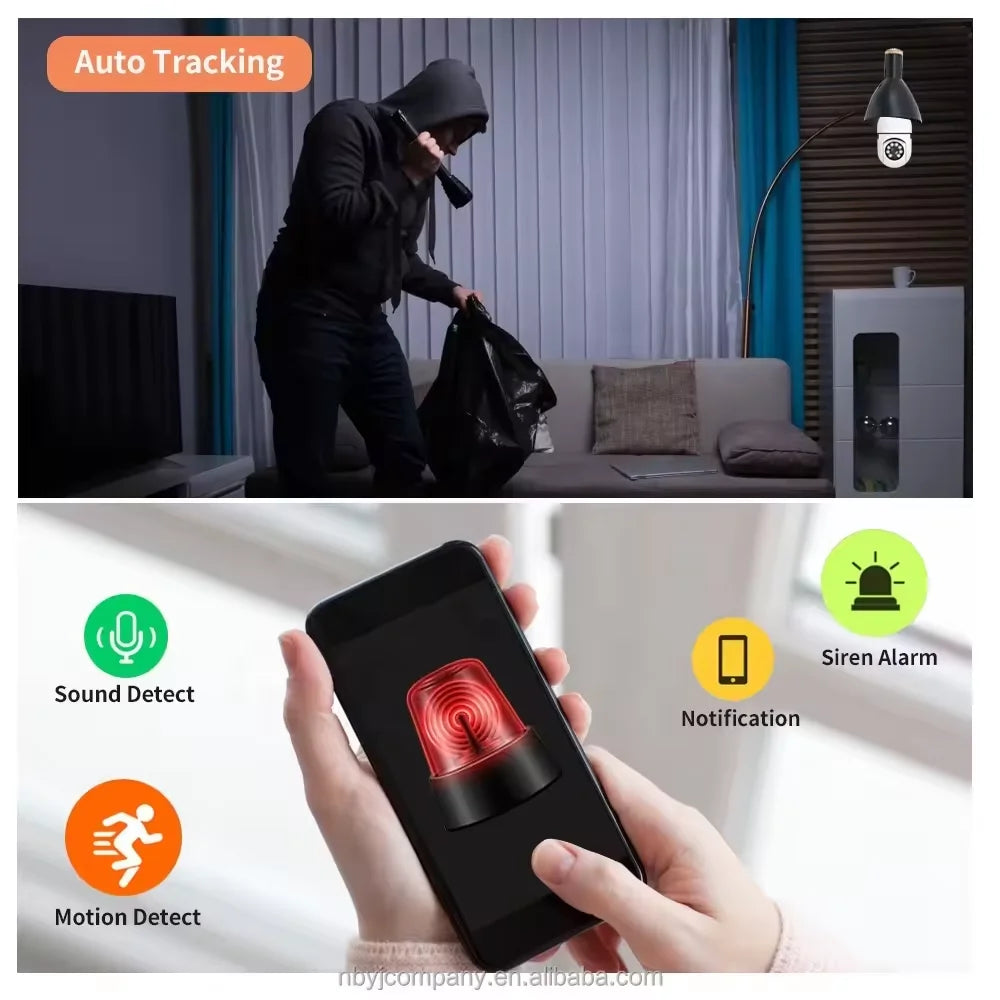 Factory 1080P HD Home Smart Wireless Surveillance Light Bulb Camera Wifi IP Camera P2P Wireless 360 Degree PTZ Light Blub Camera